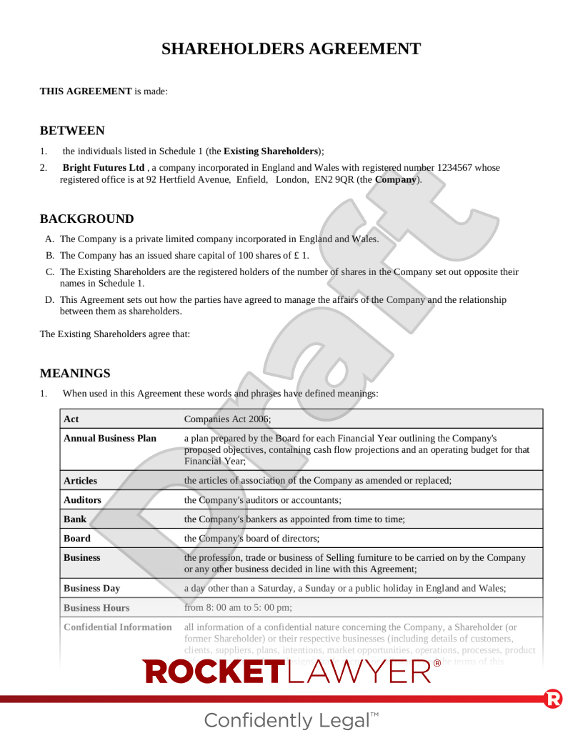 Shareholders' Agreement document preview